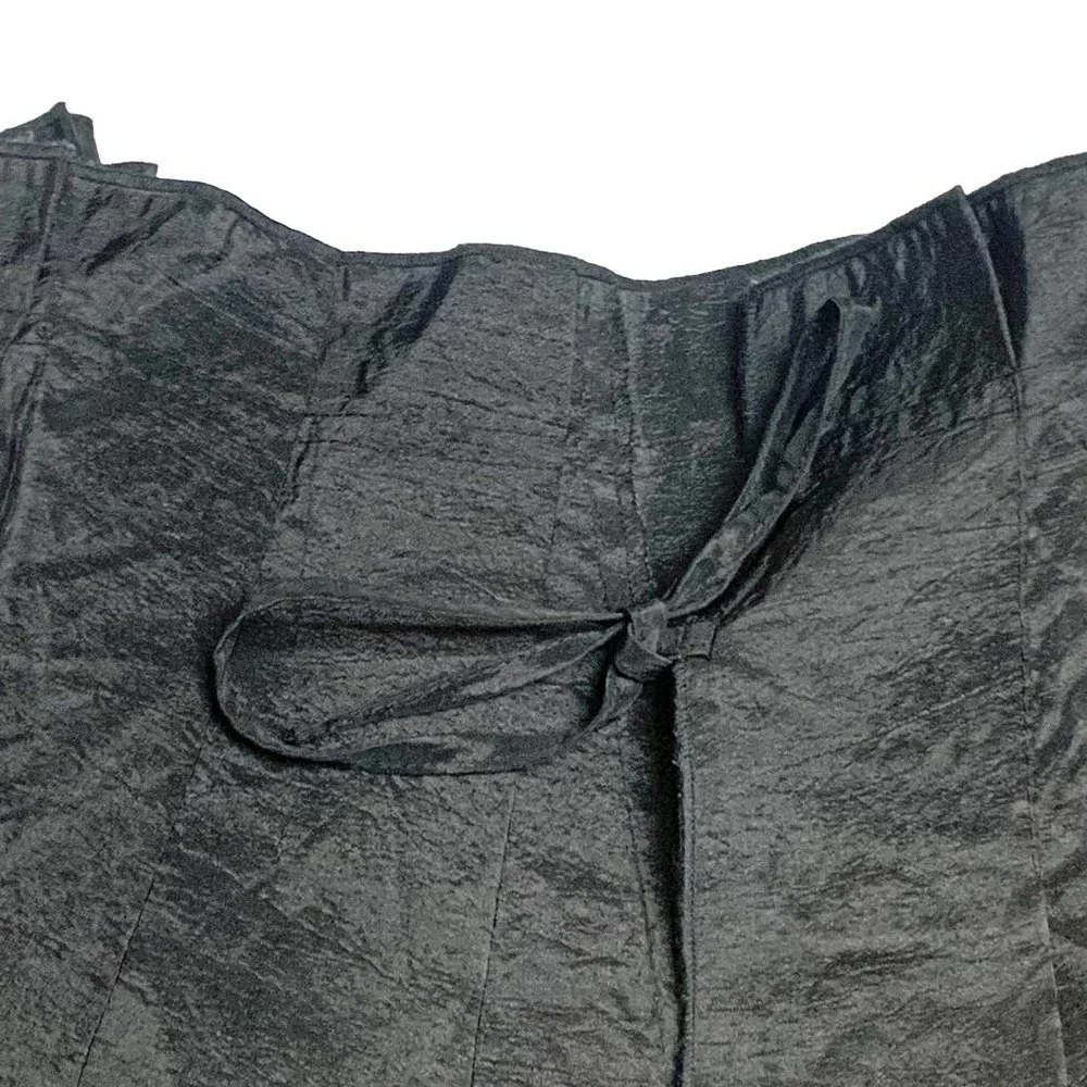 ATELIER Black Pleated A‎ Line  Wrap Skirt